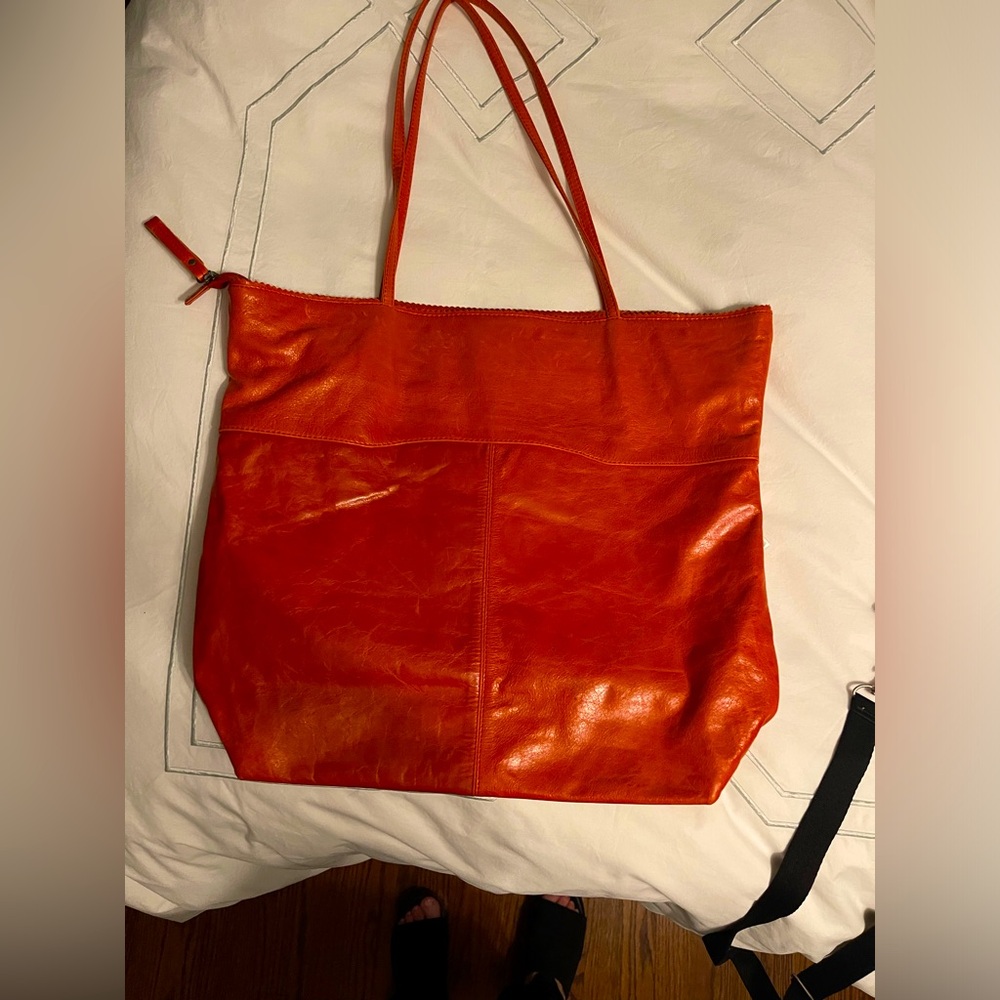 Elegant Latico Orange Leather Tote Bag